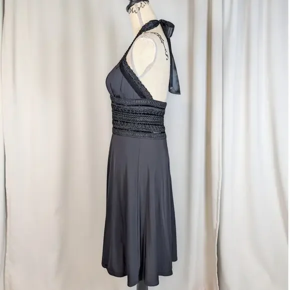 White House Black Market Black Halter Dress Lace Waist Size 4 - Picture 16 of 16
